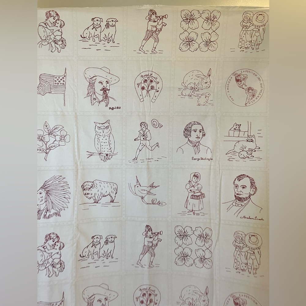 Pan Am Expo 1901 Red Works Fabric